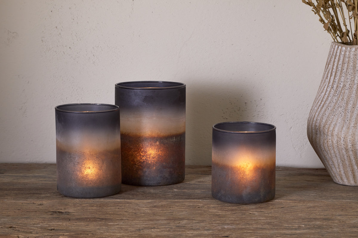 Nkuku Etti Tealight Holders Navy & Smoke