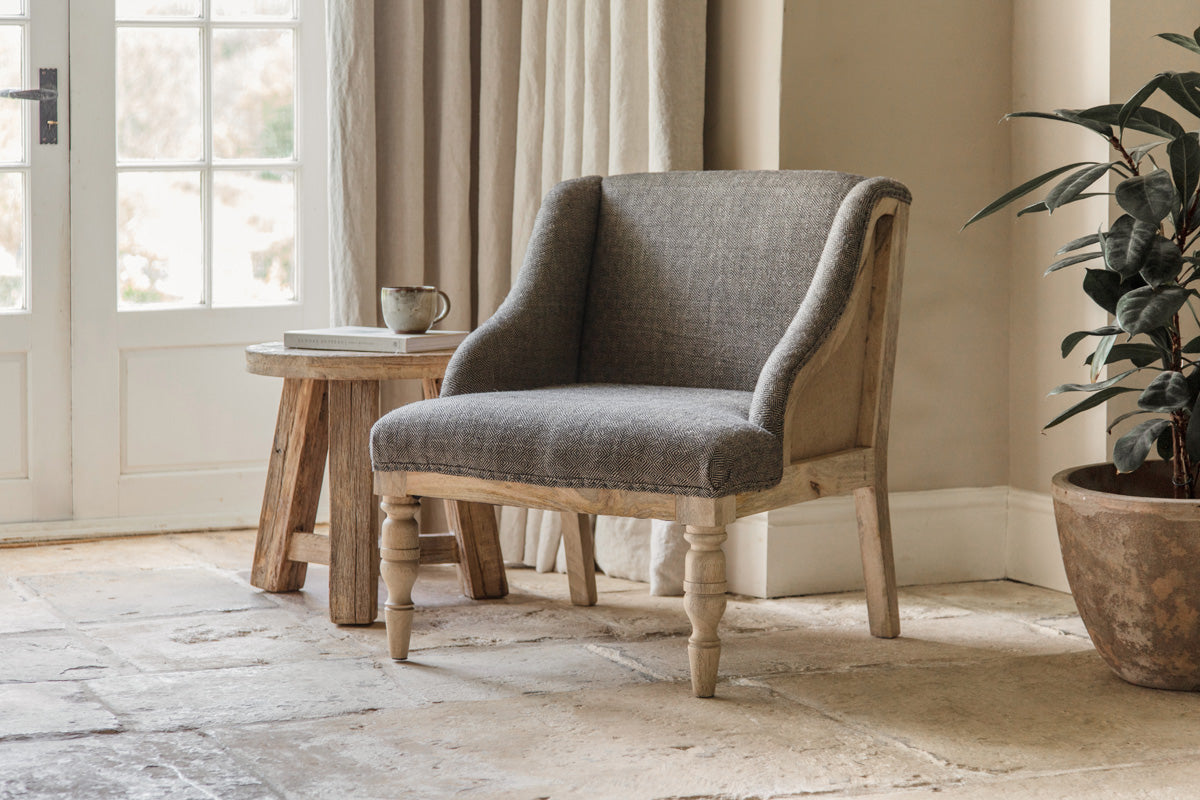 Nkuku Elbu Deconstructed Jacquard Weave Armchair Charcoal