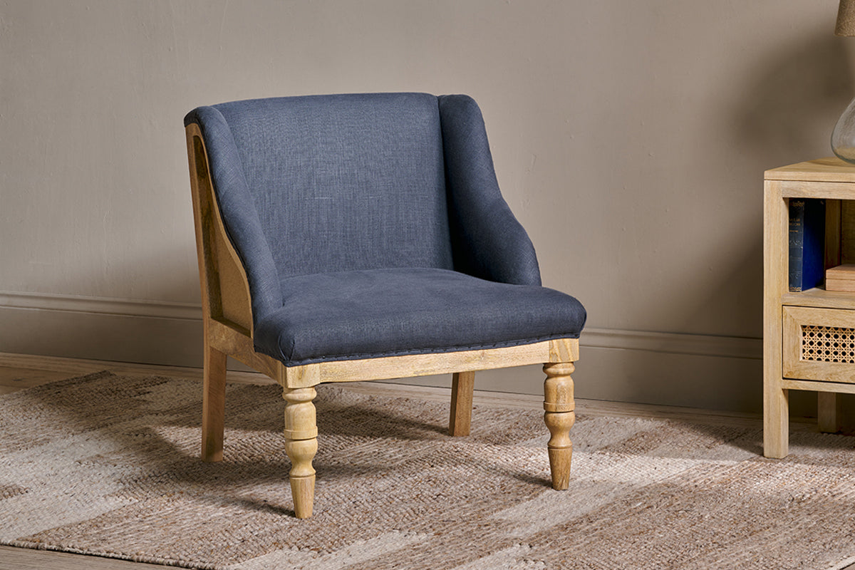 Nkuku Elbu Deconstructed Linen Armchair Charcoal