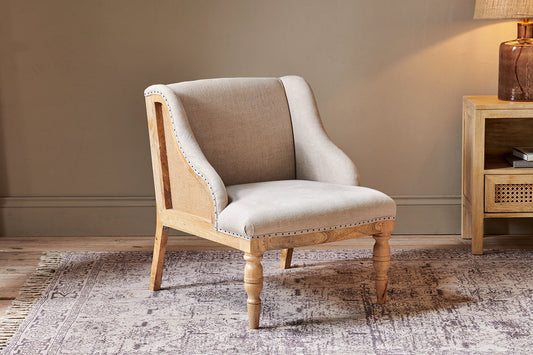 Nkuku Elbu Deconstructed Linen Armchair Stone