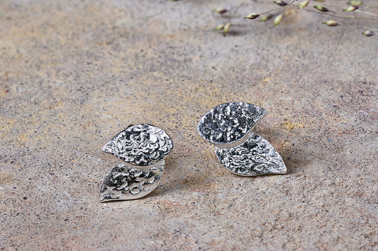 Nkuku Elina Double Leaf Earrings Silver