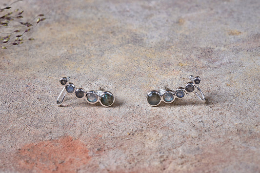 Nkuku Elina Labradorite Ear Climber Silver