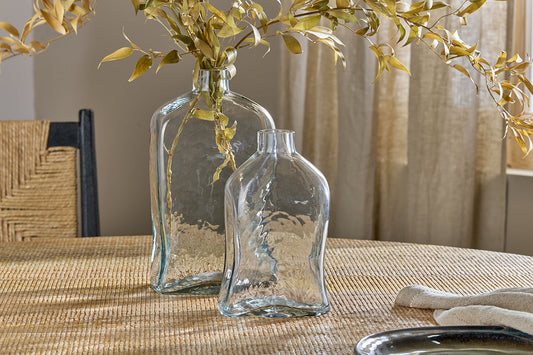 Nkuku Ellam Recycled Glass Bottle Vase Clear