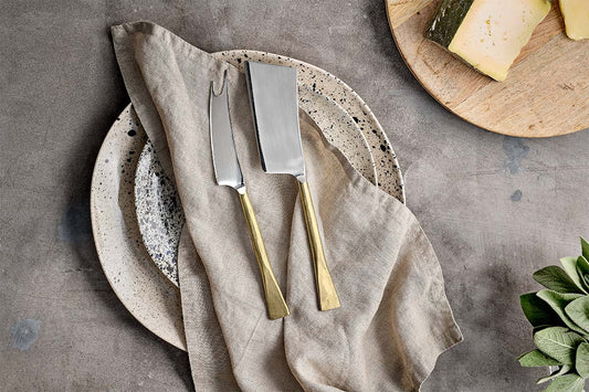 Nkuku Ena Cheese Knife Set Brushed Gold (Set Of 2)