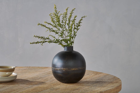 Nkuku Endo Recycled Iron Vase Black
