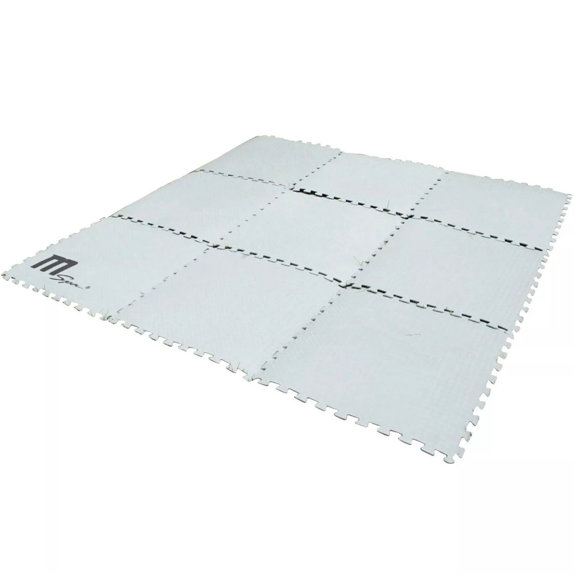 Nine-piece set of light gray interlocking foam mats with textured surface and beveled edges, arranged in a 3x3 grid with. - Home Interior Shop - MSpa Heat Preservation Foam Mats Eco Upgrade (Set of 9)