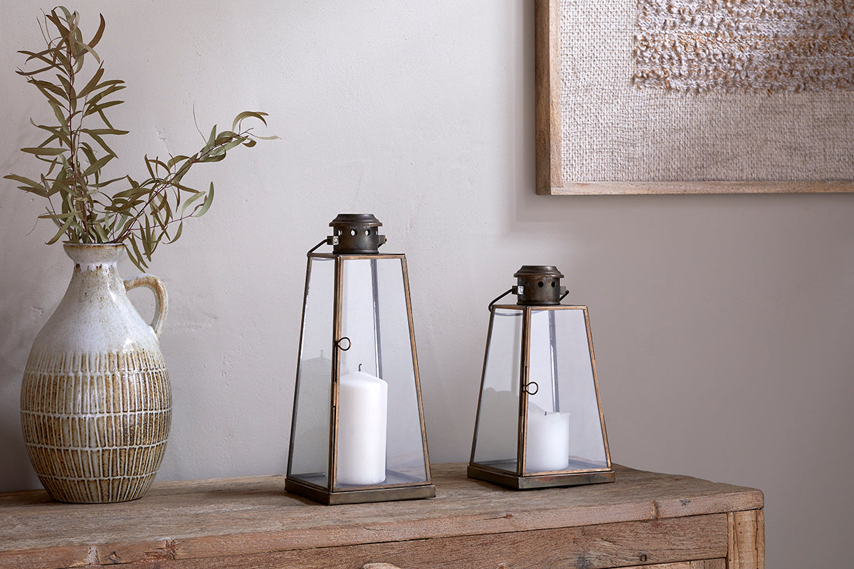 Nkuku Giva Lantern Antique Brass