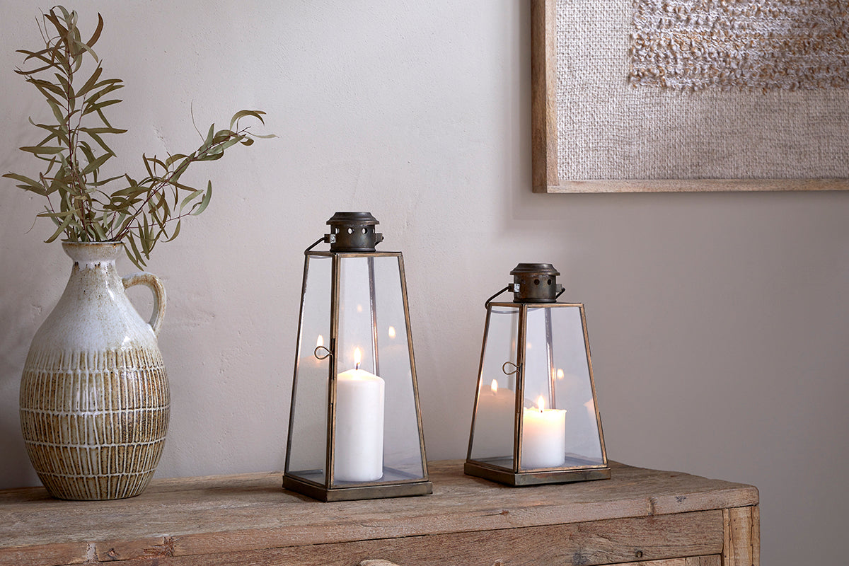 Nkuku Giva Lantern Antique Brass