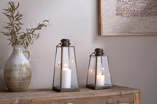 Nkuku Giva Lantern Antique Brass