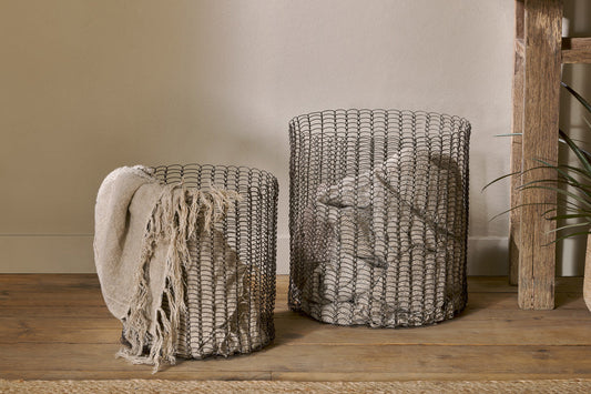 Nkuku Gosaba Iron Basket Aged Brass (Set Of 2)