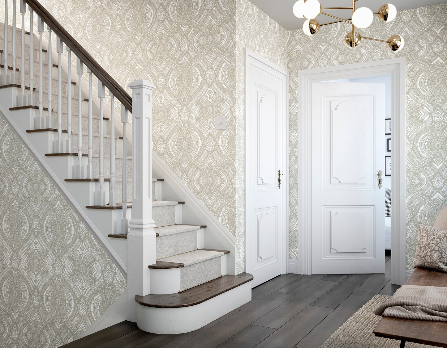 Hoopla Walls Ogee Damask Natural