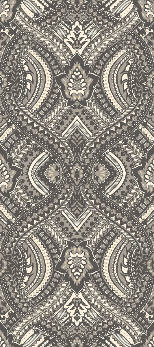 Hoopla Walls Ogee Damask Black