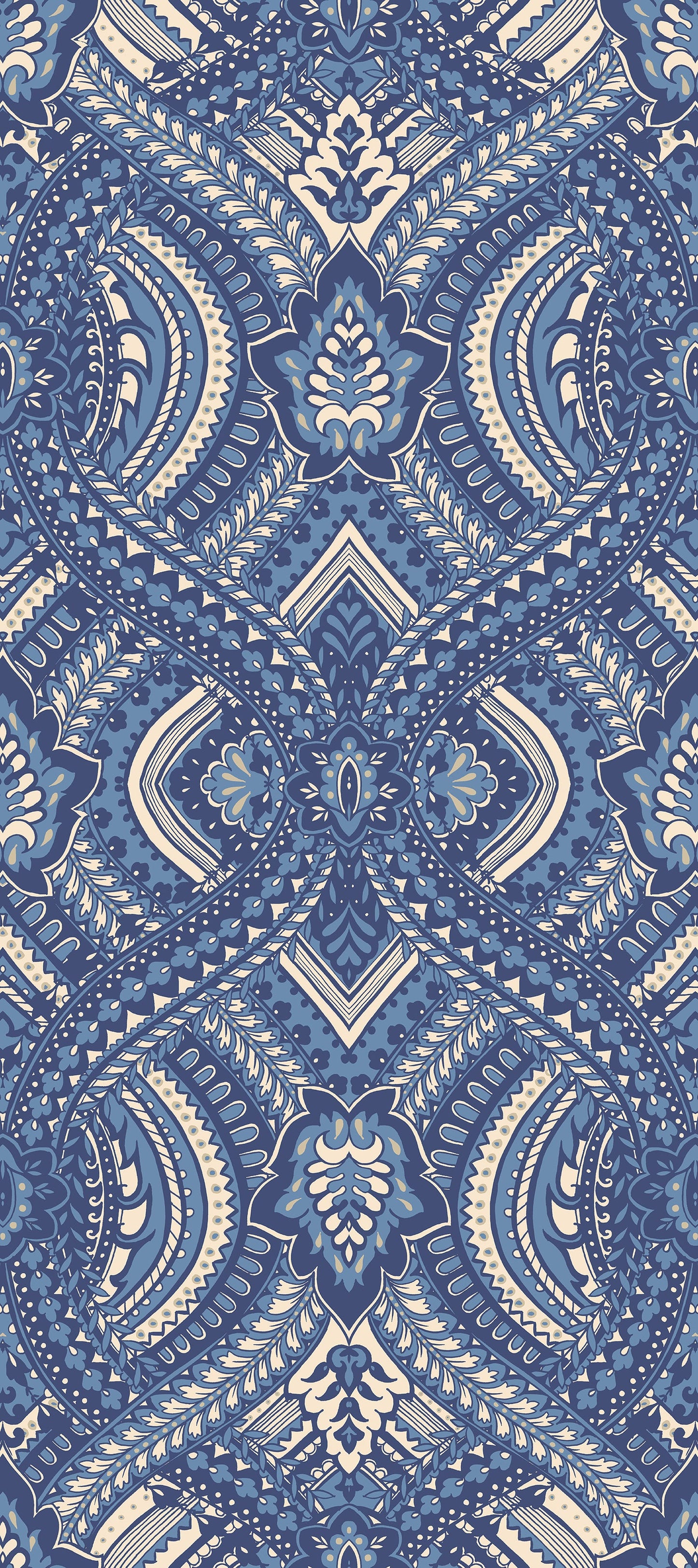 Hoopla Walls Ogee Damask Navy Blue