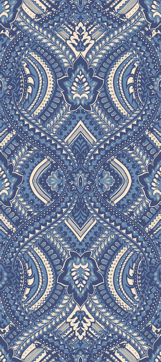 Hoopla Walls Ogee Damask Navy Blue