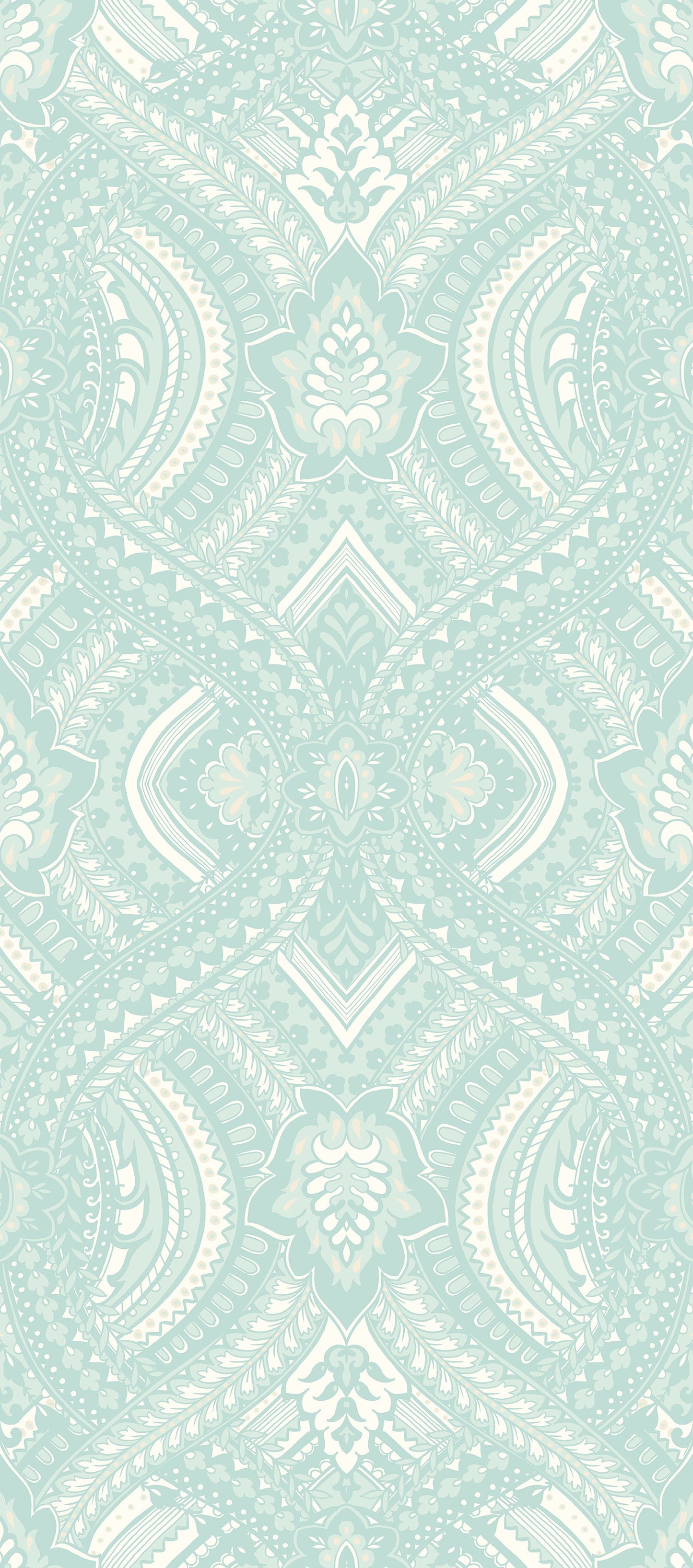 Hoopla Walls Ogee Damask Duck Egg Blue