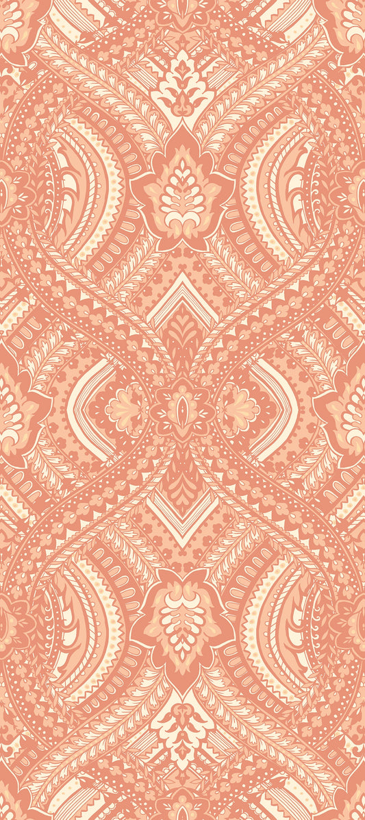 Hoopla Walls Ogee Damask Orange