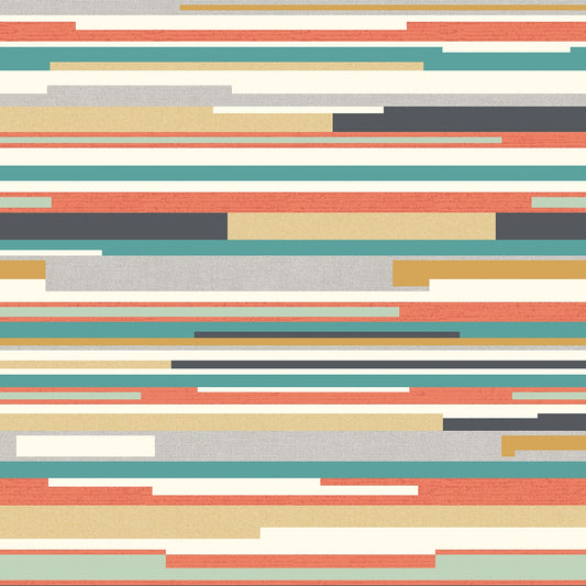 Hoopla Walls Horizontal Stripe Orange Blue