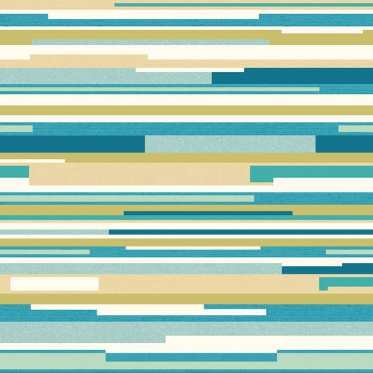 Hoopla Walls Horizontal Stripe Teal Blue