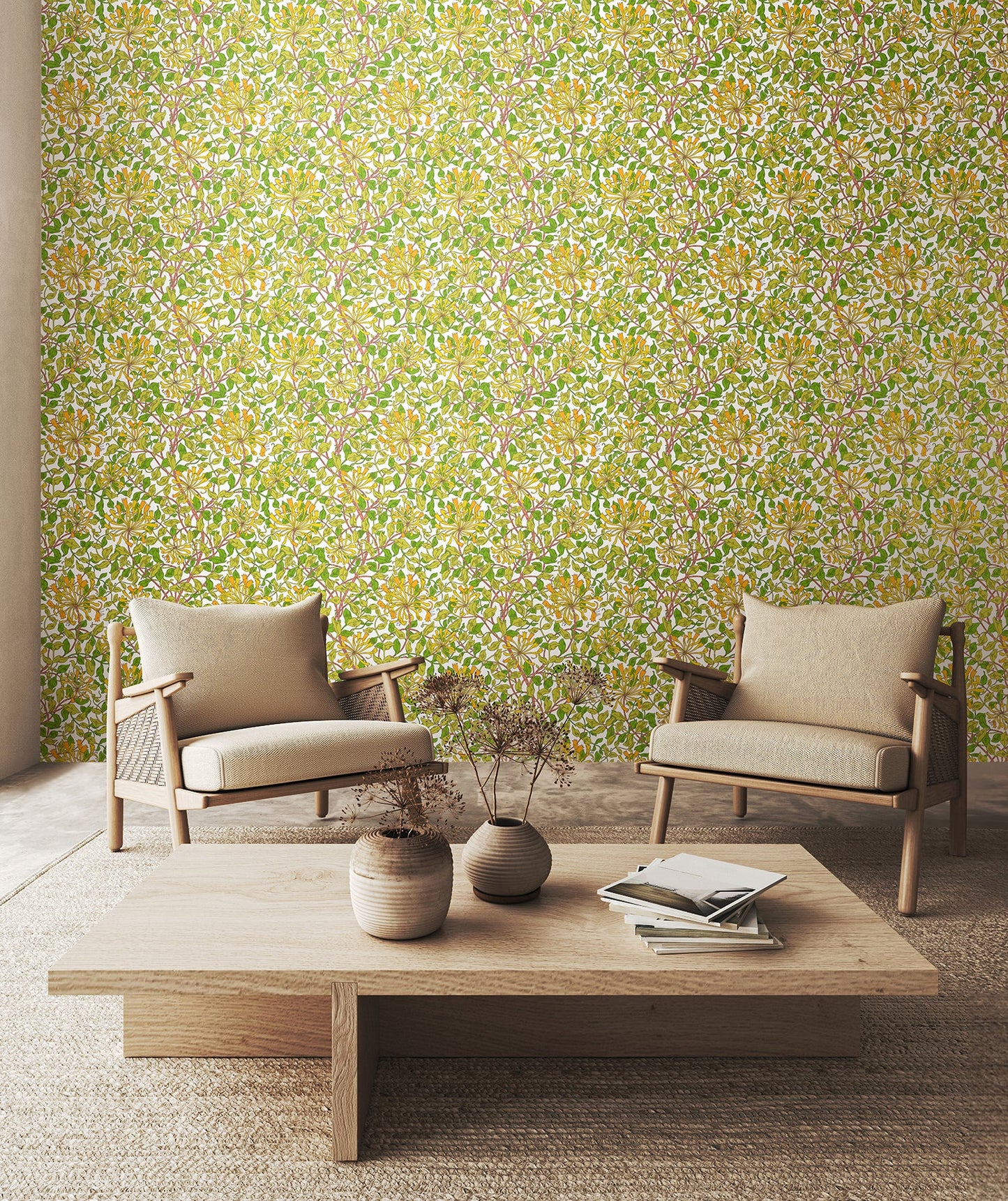 Hoopla Walls Honeysuckle Leaf Trail Sunshine Yellow