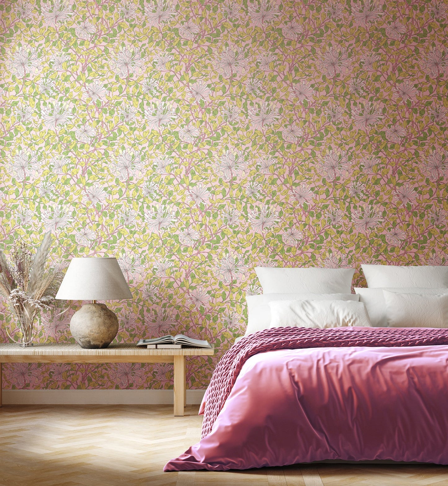 Hoopla Walls Honeysuckle Leaf Trail Soft Pink