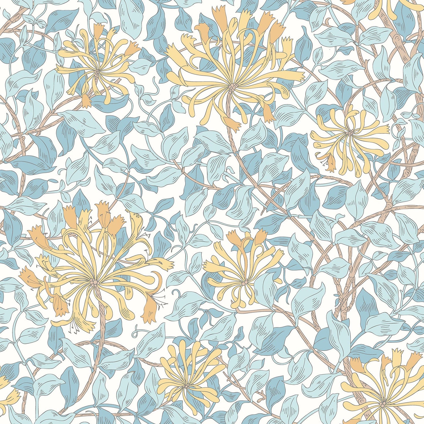 Hoopla Walls Honeysuckle Leaf Trail Soft Blue