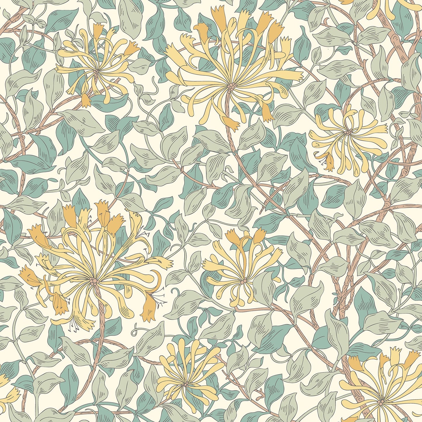 Hoopla Walls Honeysuckle Leaf Trail Seafoam