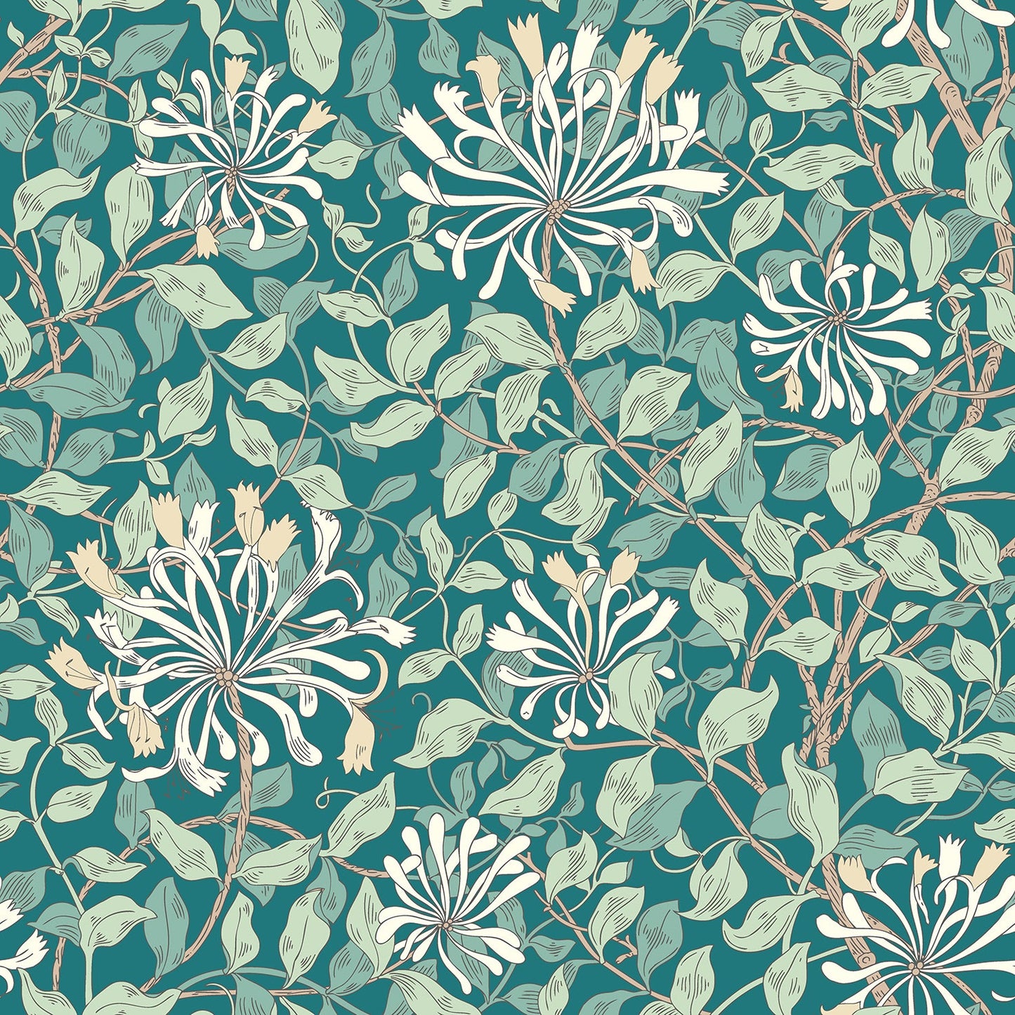 Hoopla Walls Honeysuckle Leaf Trail Dark Jade