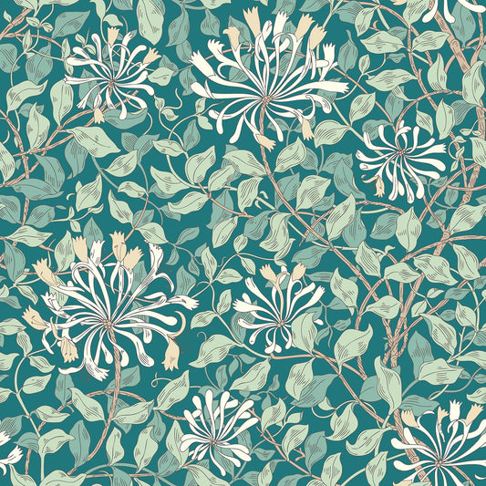 Hoopla Walls Honeysuckle Leaf Trail Dark Jade