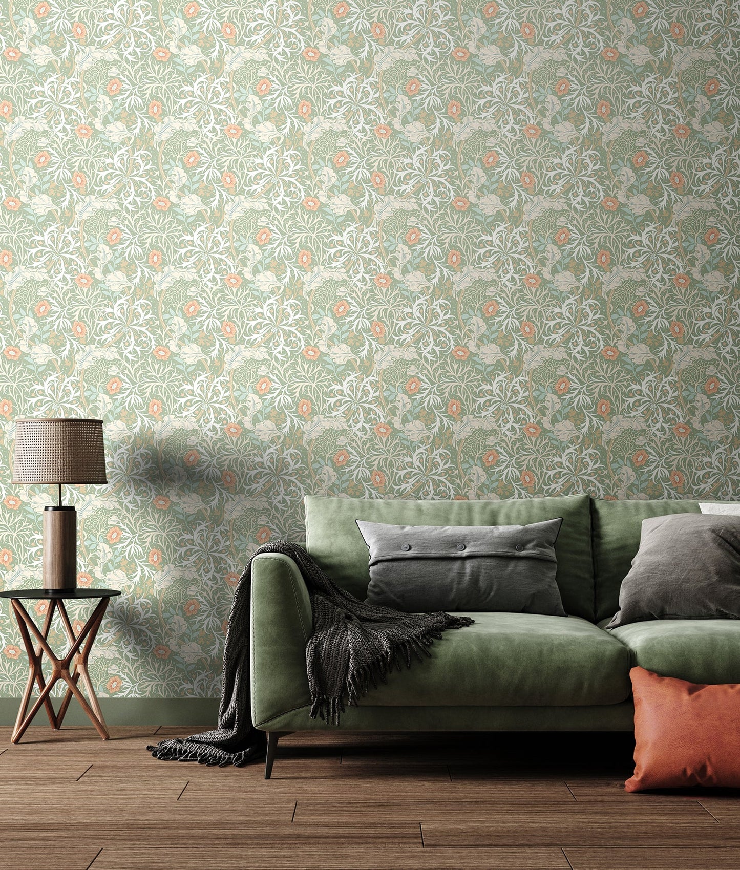 Hoopla Walls Seaweed Garden Sage Apricot