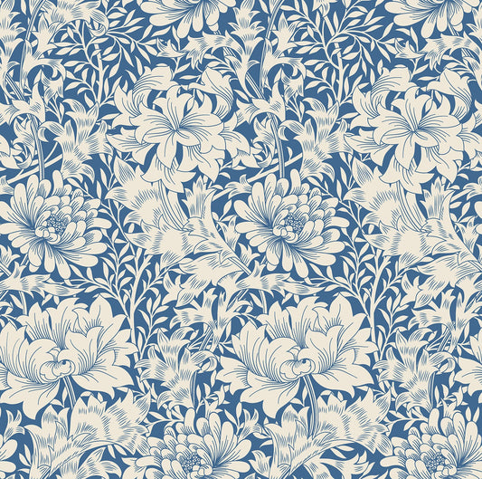 Hoopla Walls Chrysanthemum Indigo Blue