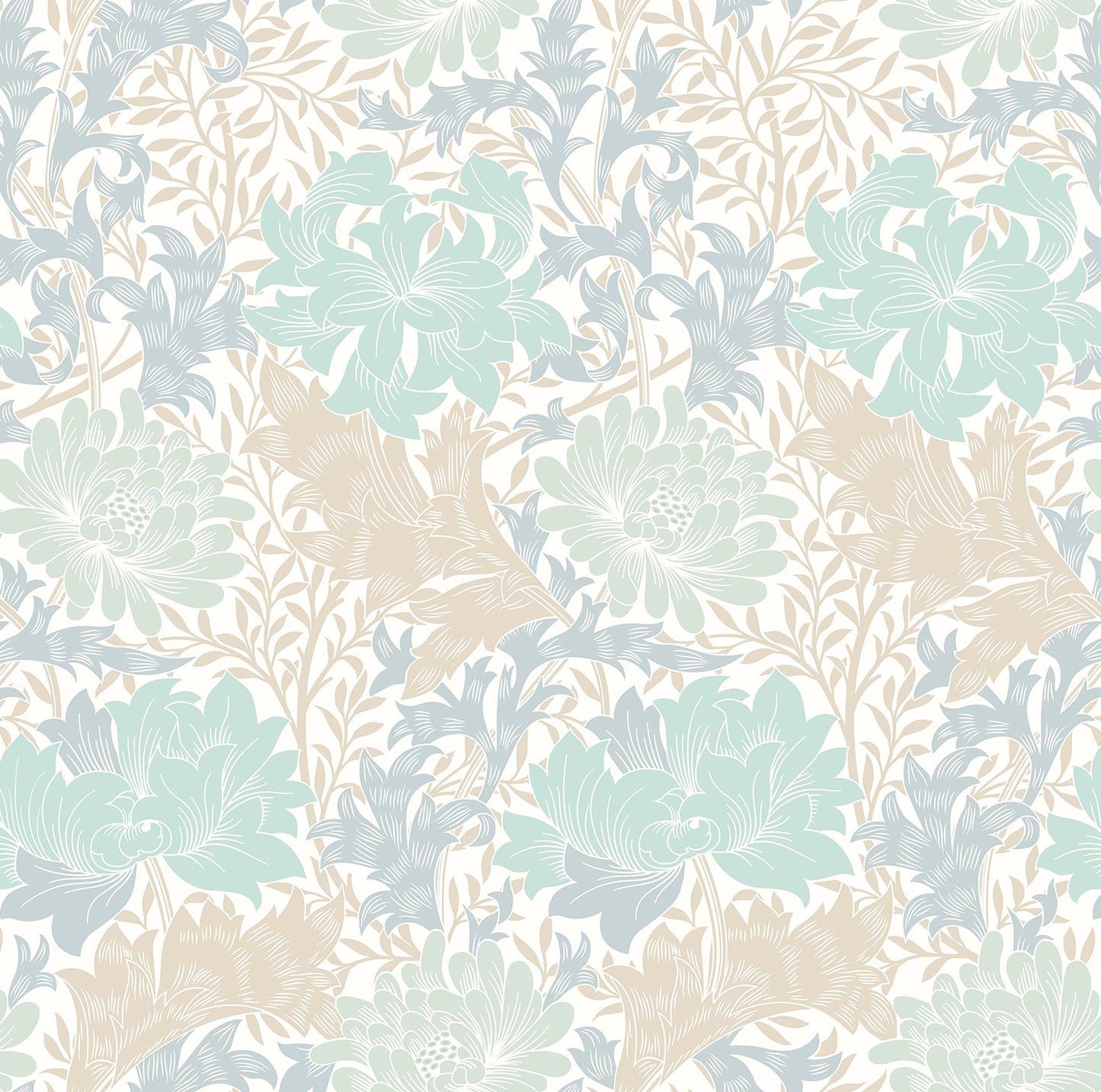 Hoopla Walls Chrysanthemum Duckegg Blue