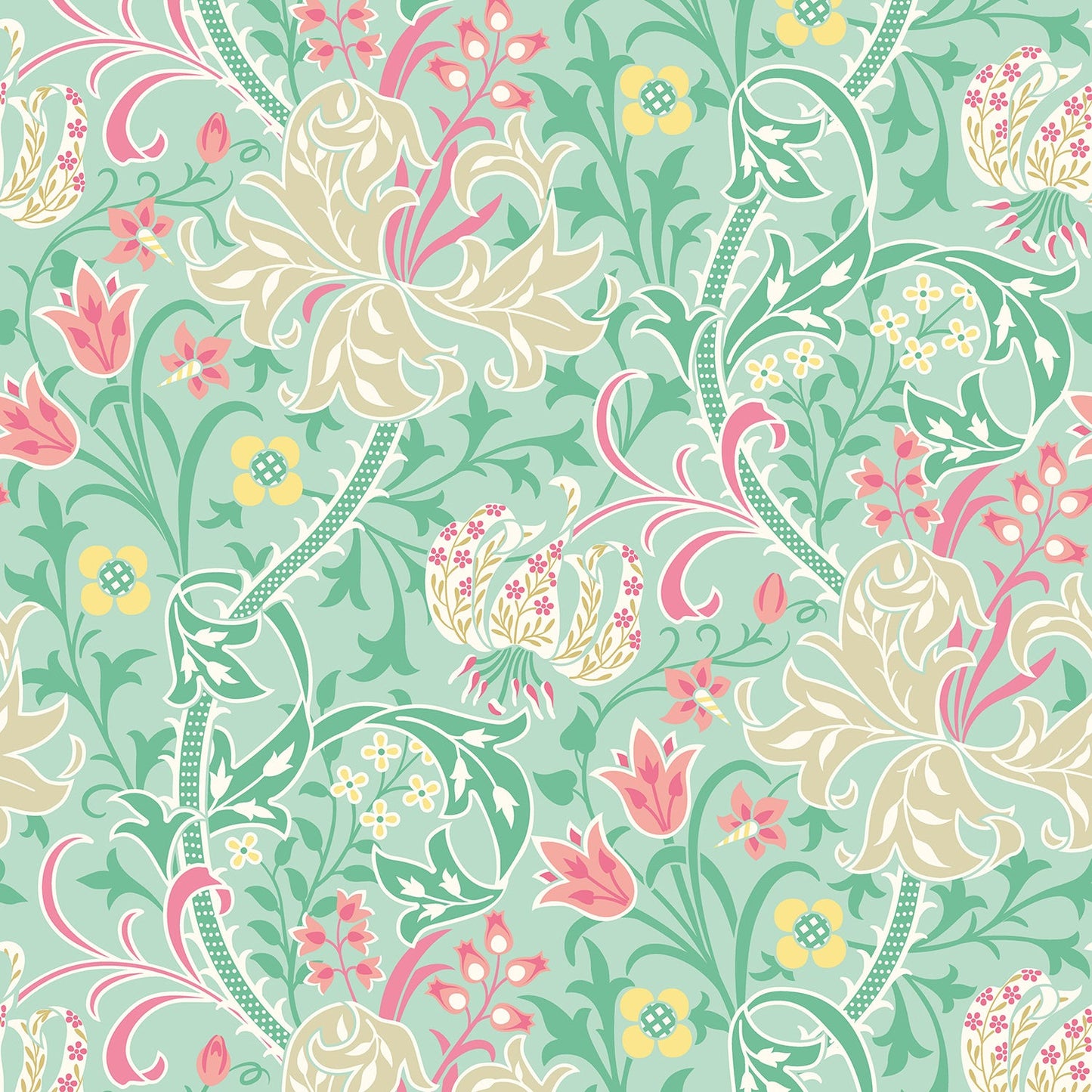 Hoopla Walls Lily Ogee Mint Green