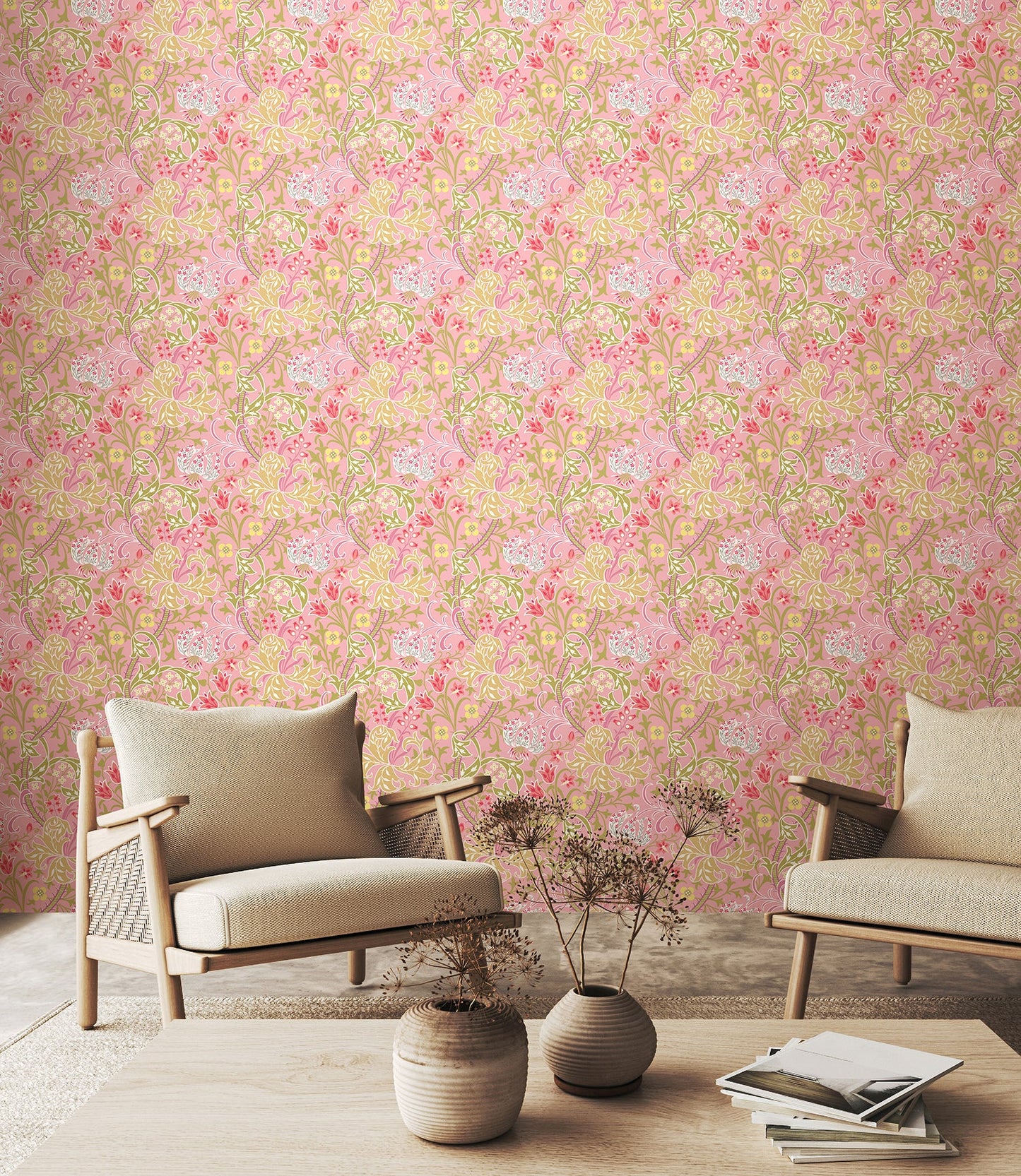 Hoopla Walls Lily Ogee Rose Pink