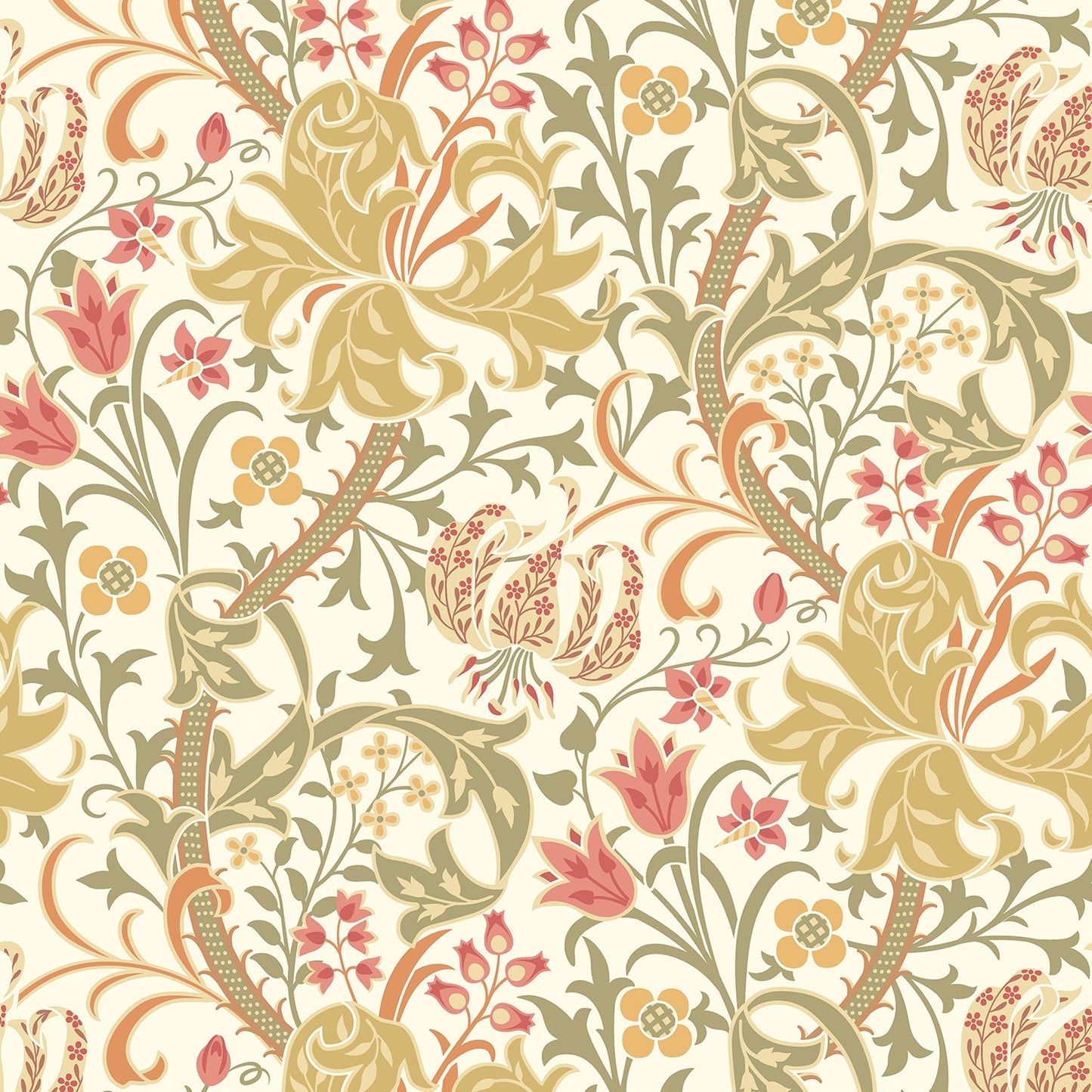 Hoopla Walls Lily Ogee Olive Green