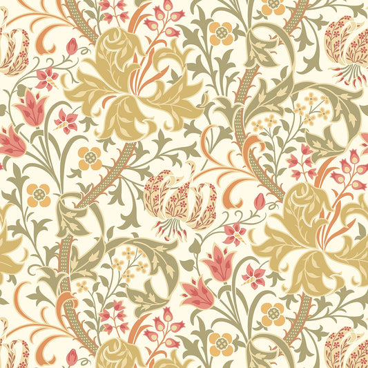 Hoopla Walls Lily Ogee Olive Green