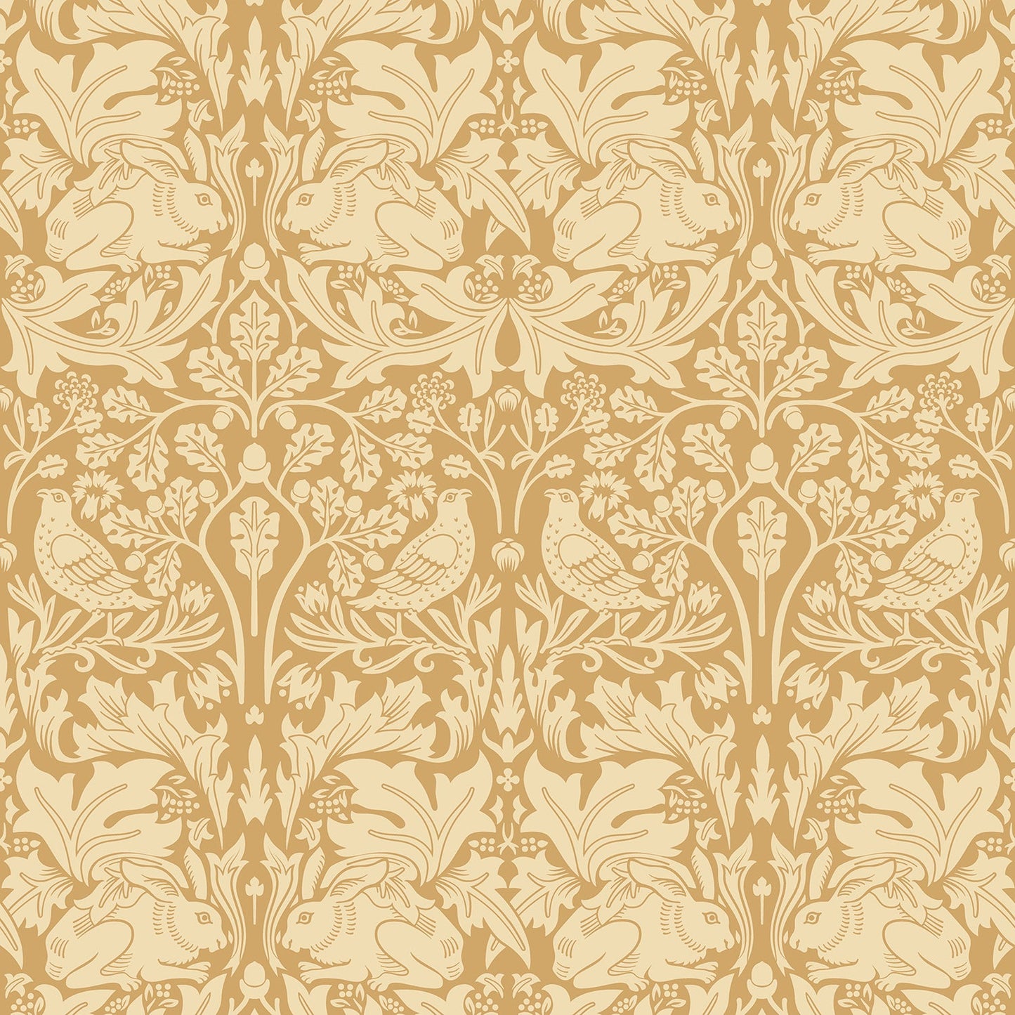 Hoopla Walls Forest Rabbit Yellow Ochre