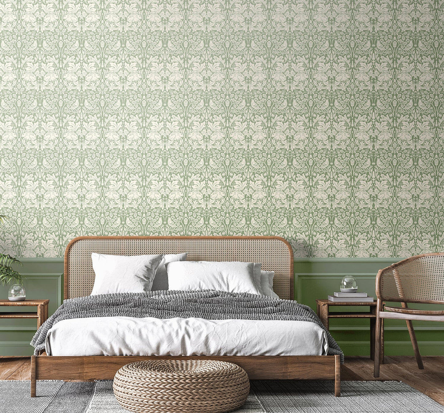 Hoopla Walls Forest Rabbit Sage Green