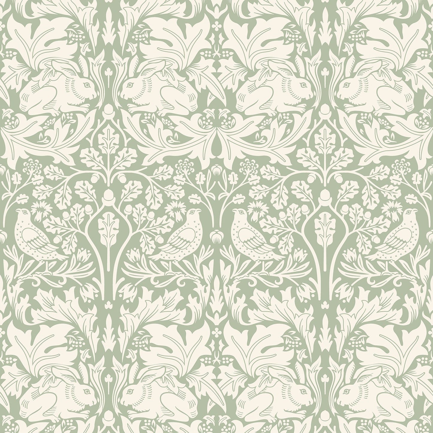 Hoopla Walls Forest Rabbit Sage Green