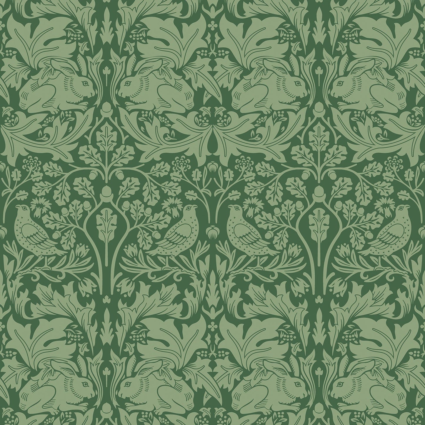 Hoopla Walls Forest Rabbit Forest Green