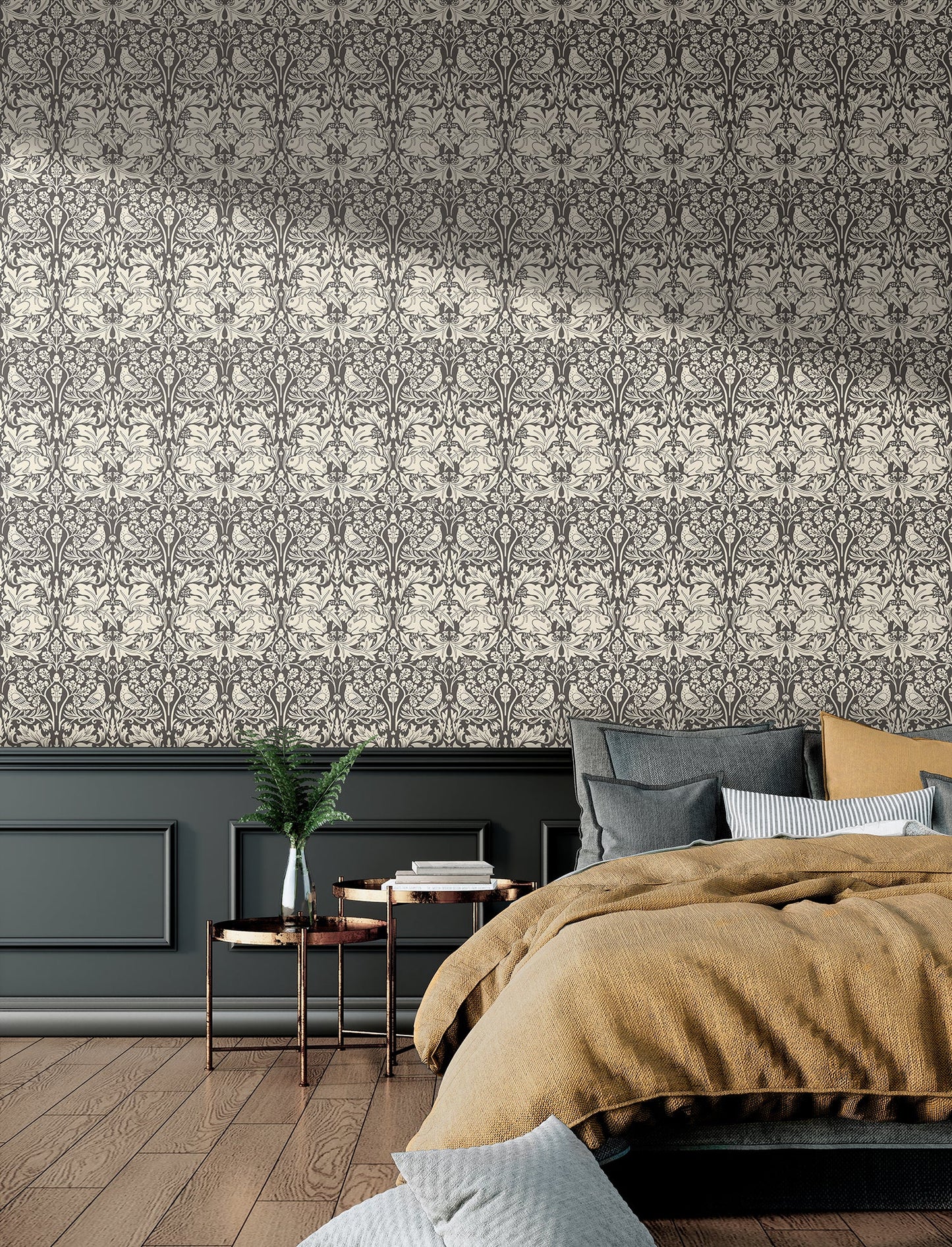 Hoopla Walls Forest Rabbit Charcoal Grey