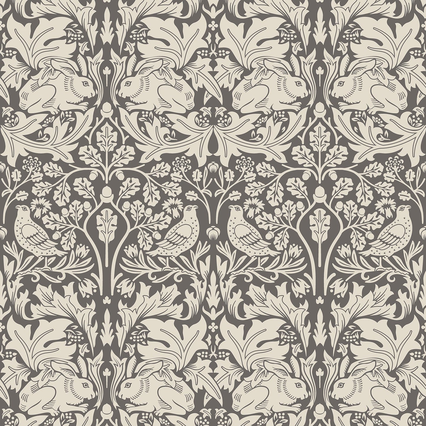 Hoopla Walls Forest Rabbit Charcoal Grey