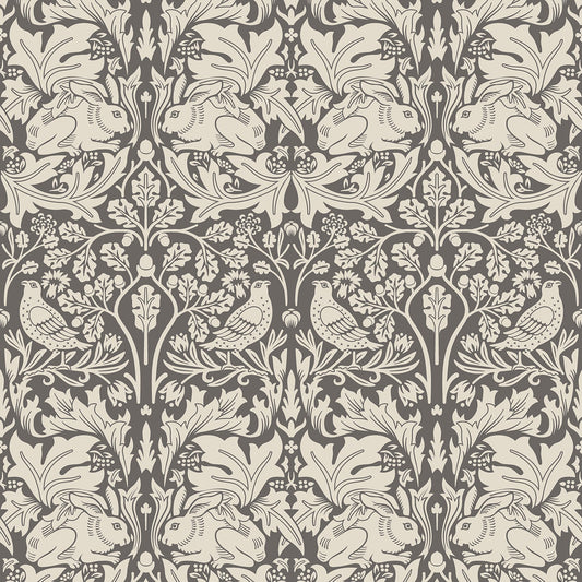 Hoopla Walls Forest Rabbit Charcoal Grey