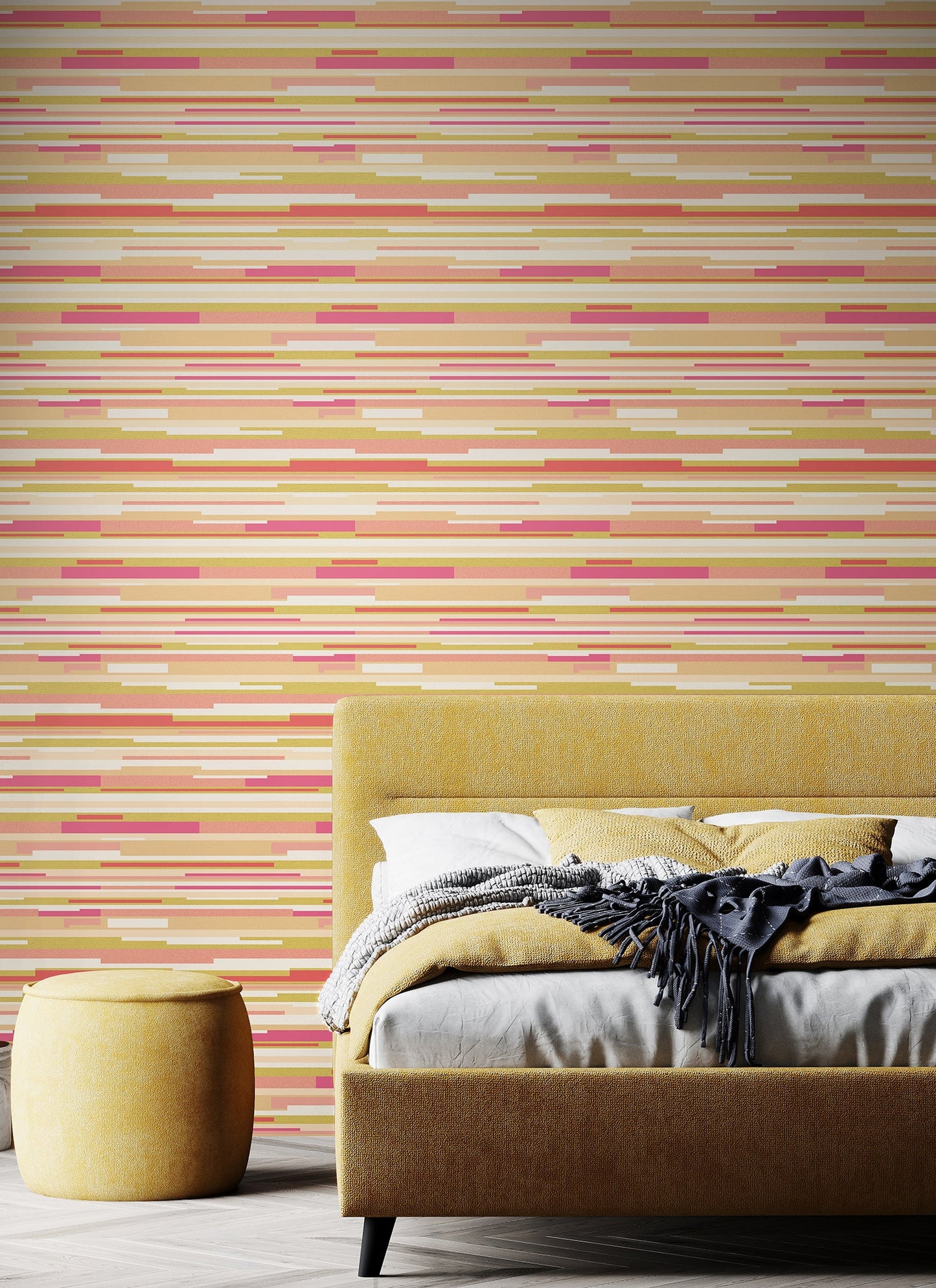 Hoopla Walls Horizontal Stripe Pink Green