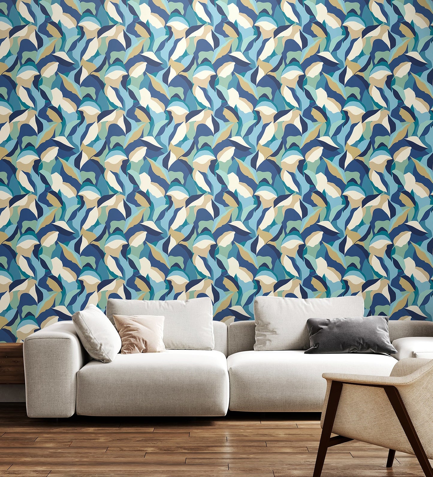 Hoopla Walls Leafy Patchwork Indigo Mix