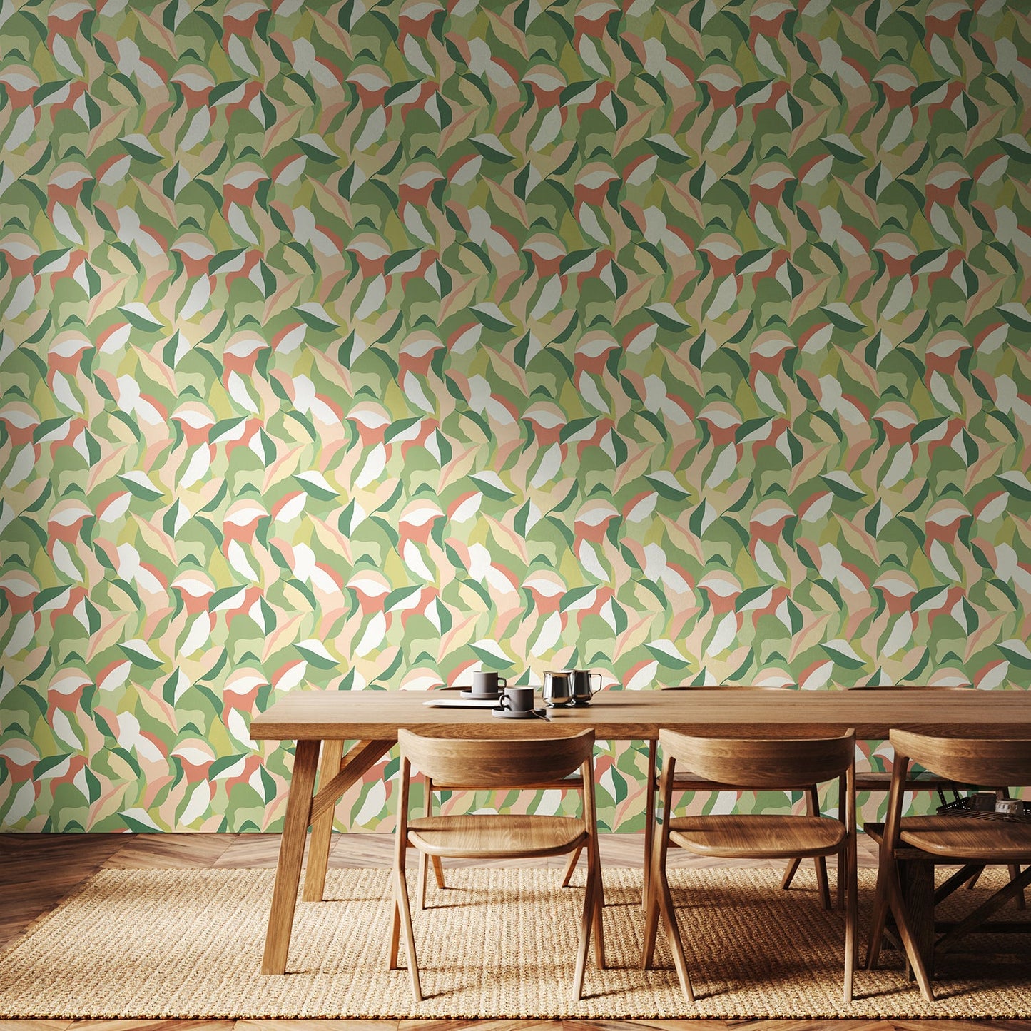 Hoopla Walls Leafy Patchwork Olive Blush