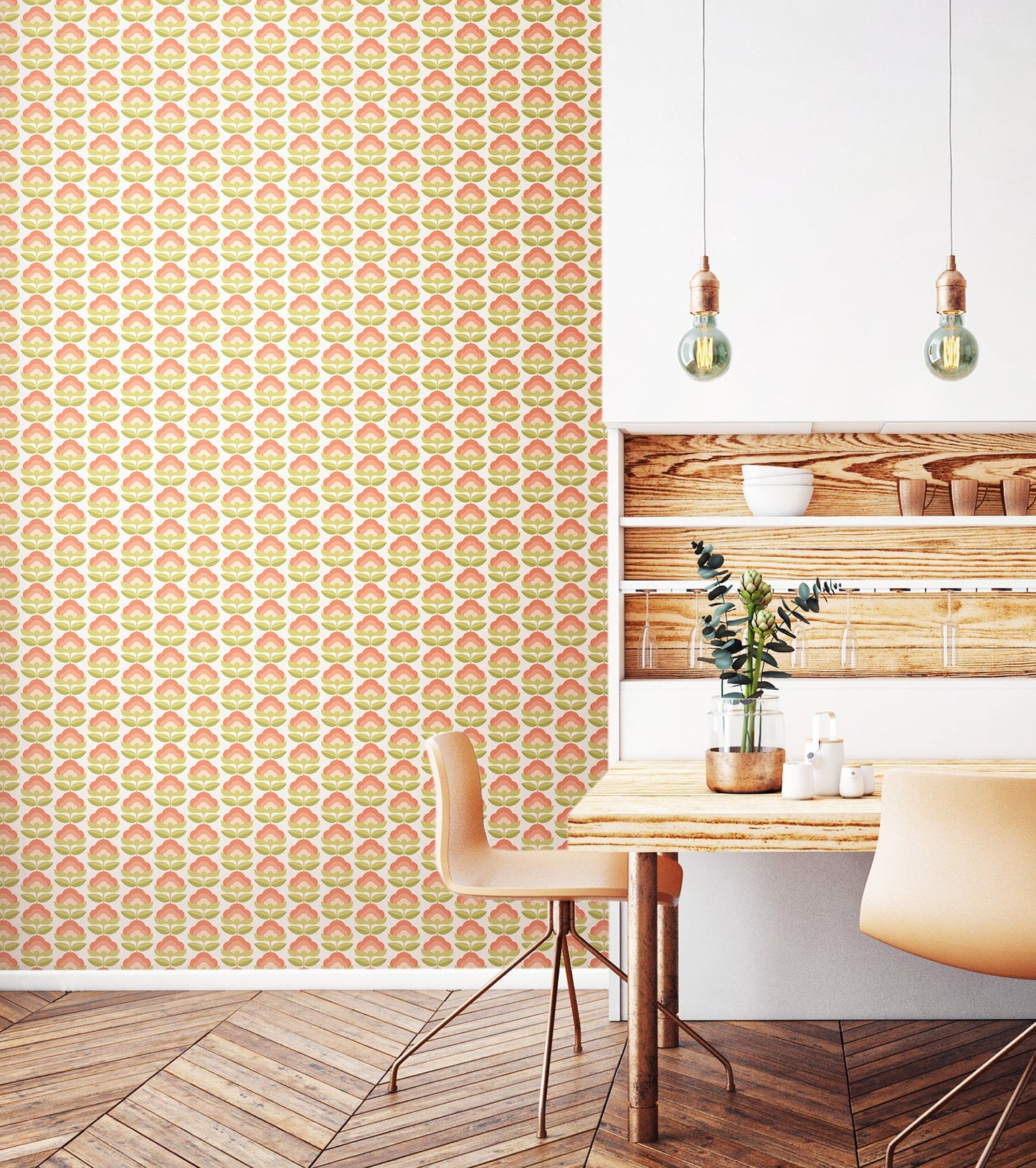 Hoopla Walls Retro Flower Apricot Mix