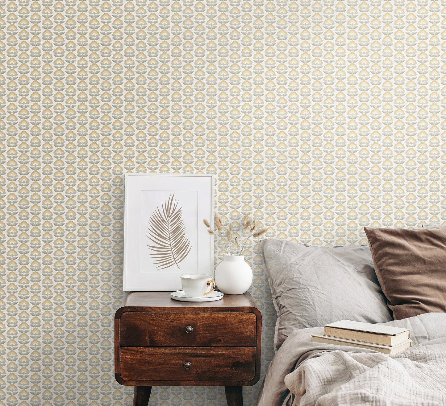 Hoopla Walls Retro Flower Stone Dove