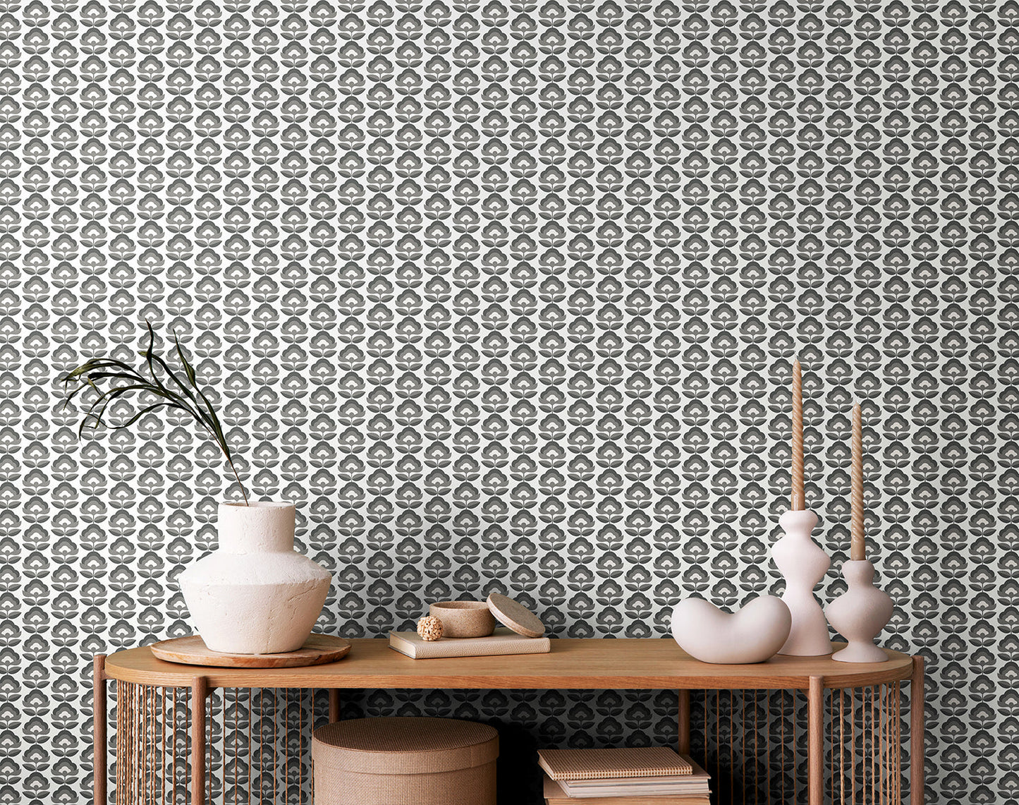 Hoopla Walls Retro Flower Charcoal