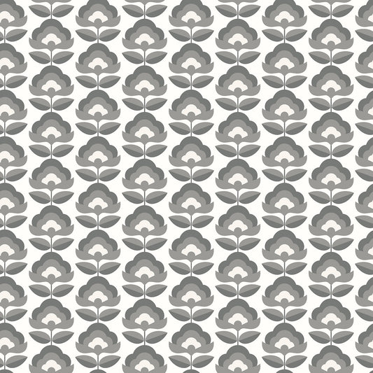 Hoopla Walls Retro Flower Charcoal