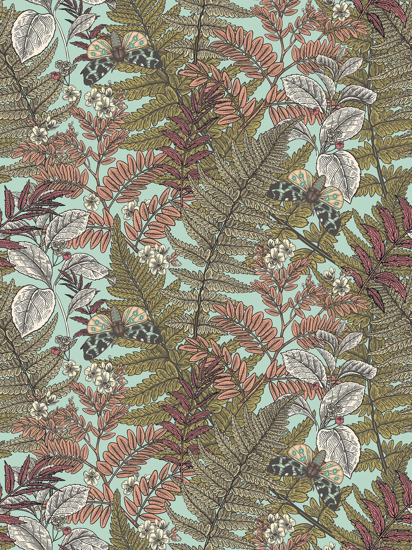 Hoopla Walls Wild Ferns Rosehip